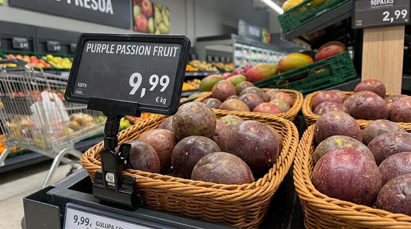 Nuestro modelo: por qué pagamos en Prosagro precios justos a los productores de gulupa 1 Foto de una gulupa en supermercado extranjero