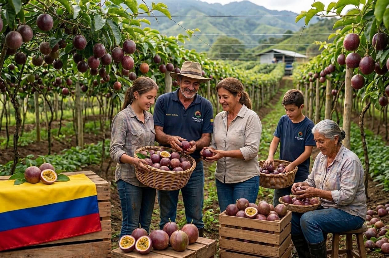 familia de agricultores de gulupa de Prosagro Export